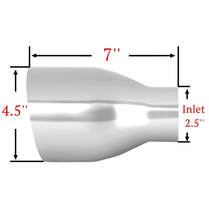 TriTrust Exhaust Tip, 2.5 Inch Inlet, 4.5'' Outlet 7'' Long Muffler Tip, Truck Car Tail Tip, Chrome Stainless Steel, Weld On 2.5'' Outer Diameter Tailpipe, 2.5"ID x 4.5"OD x 7"L - Image 2